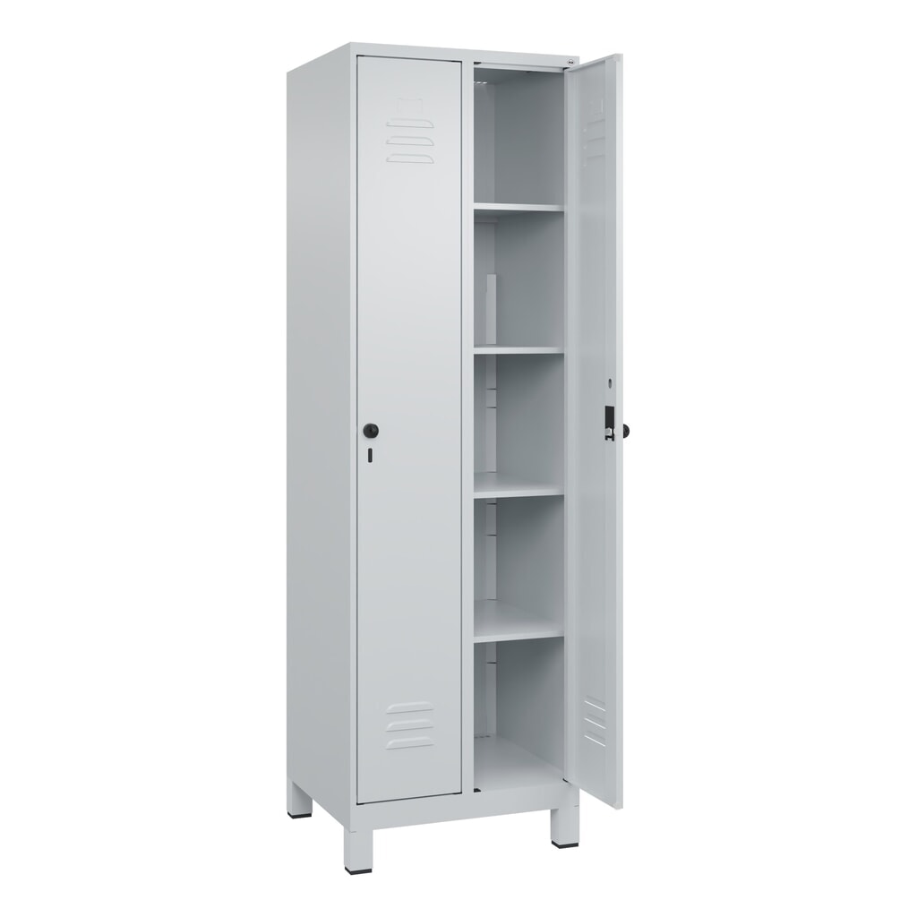 Produktabbildung Nr. 1: C+P Wäsche-Spind Classic PLUS, Füße, 2 Abteile, HxBxT 1.950 x 600 x 500 mm, lichtgrau, lichtgrau, für Vorhängeschloss, ohne Mitteltrennwand