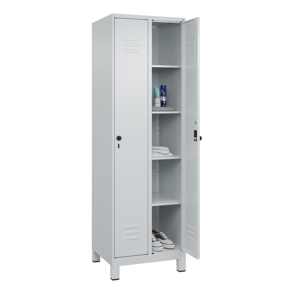 Produktabbildung Nr. 10: C+P Wäsche-Spind Classic PLUS, Füße, 2 Abteile, HxBxT 1.950 x 600 x 500 mm, lichtgrau, lichtgrau, für Vorhängeschloss, ohne Mitteltrennwand