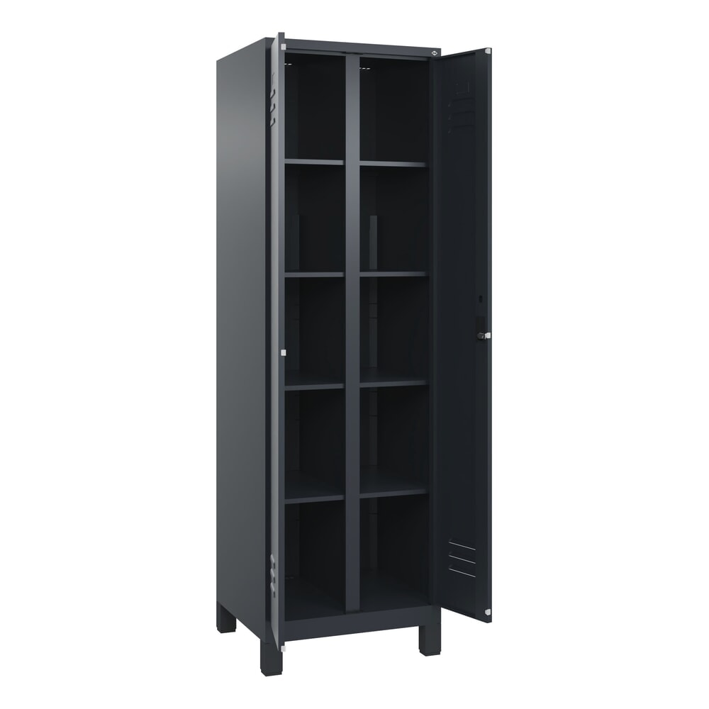 C+P Wäsche-Spind Classic PLUS, Füße, 2 Abteile, HxBxT 1.950 x 600 x 500 mm, anthrazitgrau, anthrazitgrau, Zylinderschloss, mit Mitteltrennwand Produktabbildung Nr. 1: C+P Wäsche-Spind Classic PLUS, Füße, 2 Abteile, HxBxT 1.950 x 600 x 500 mm, anthrazitgrau, anthrazitgrau, Zylinderschloss, mit Mitteltrennwand