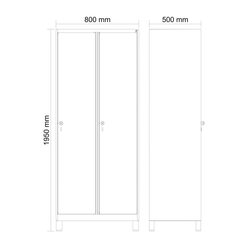 Produktabbildung Nr. 9: C+P Wäsche-Spind Classic PLUS, Füße, 2 Abteile, HxBxT 1.950 x 800 x 500 mm, lichtgrau, enzianblau, für Vorhängeschloss, ohne Mitteltrennwand