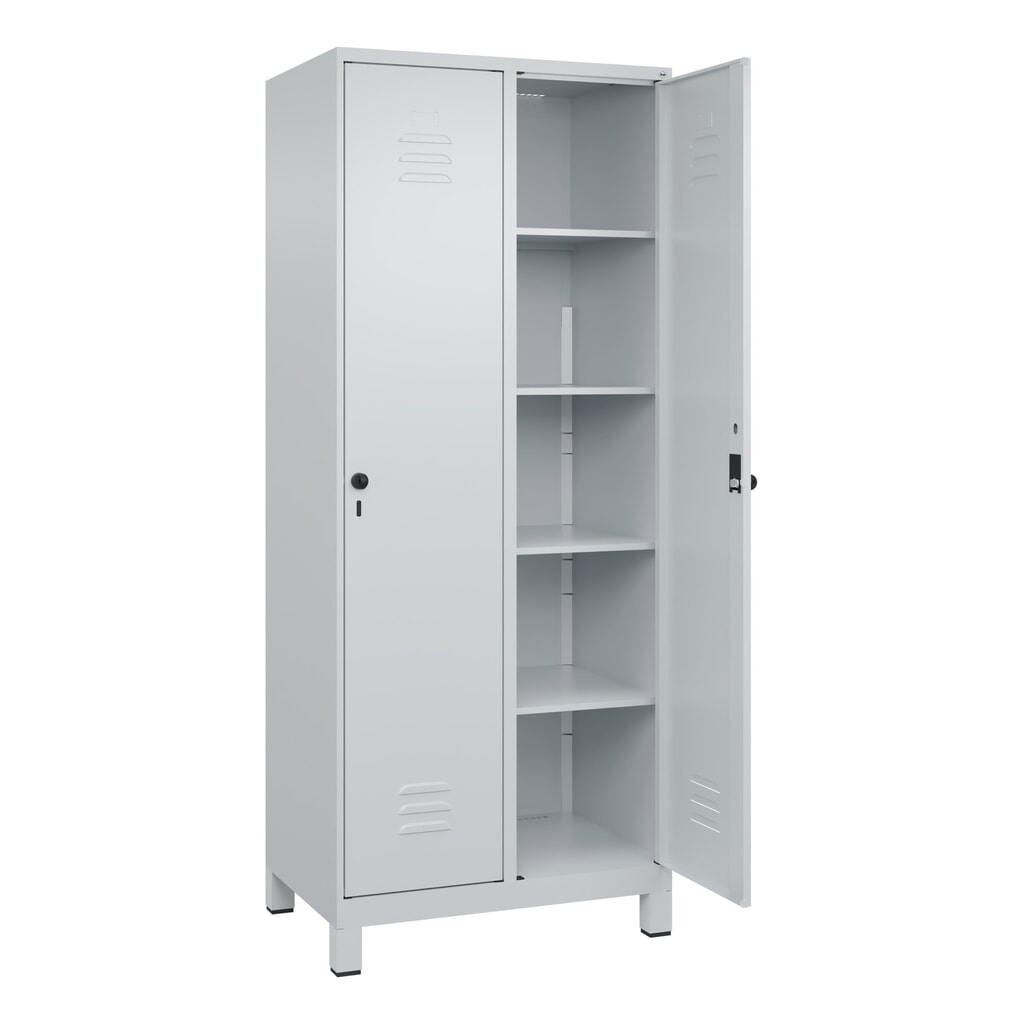 C+P Wäsche-Spind Classic PLUS, Füße, 2 Abteile, HxBxT 1.950 x 800 x 500 mm, lichtgrau, lichtgrau, für Vorhängeschloss, ohne Mitteltrennwand Produktabbildung Nr. 1: C+P Wäsche-Spind Classic PLUS, Füße, 2 Abteile, HxBxT 1.950 x 800 x 500 mm, lichtgrau, lichtgrau, für Vorhängeschloss, ohne Mitteltrennwand
