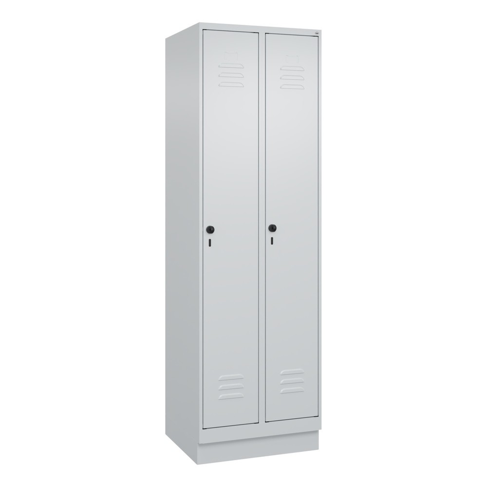 Produktabbildung: C+P Wäsche-Spind Classic PLUS, Sockel, 2 Abteile, HxBxT 1.950 x 600 x 500 mm, lichtgrau, lichtgrau, für Vorhängeschloss, ohne Mitteltrennwand
