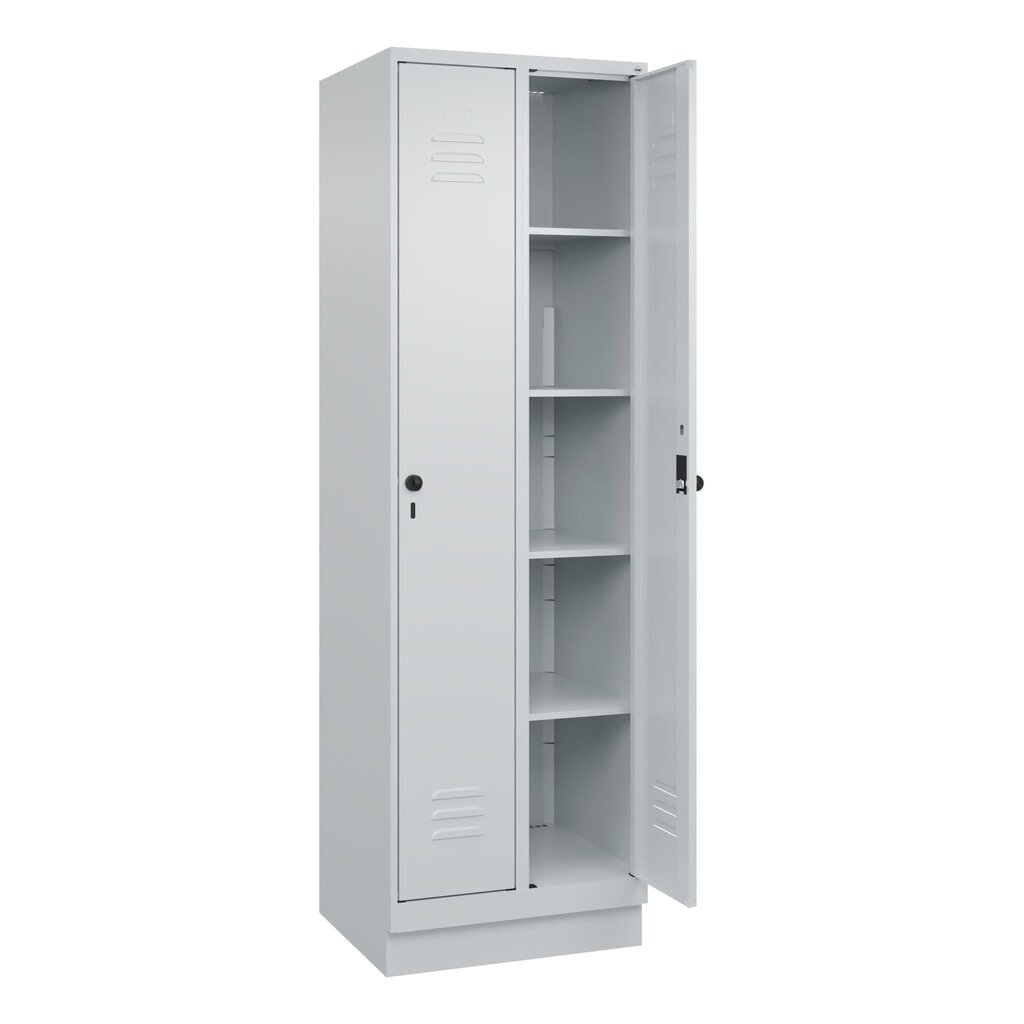 Produktabbildung Nr. 1: C+P Wäsche-Spind Classic PLUS, Sockel, 2 Abteile, HxBxT 1.950 x 600 x 500 mm, lichtgrau, lichtgrau, für Vorhängeschloss, ohne Mitteltrennwand