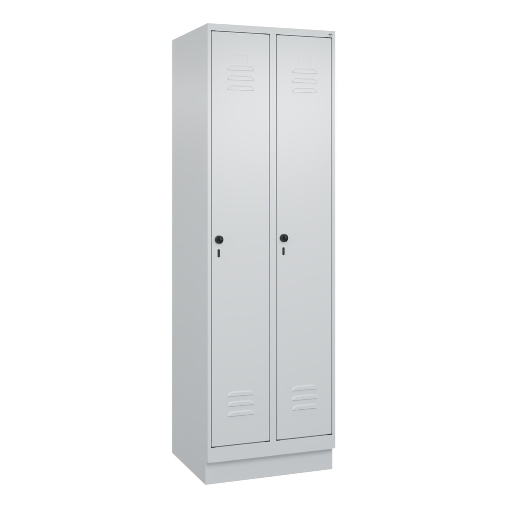 Produktabbildung Nr. 9: C+P Wäsche-Spind Classic PLUS, Sockel, 2 Abteile, HxBxT 1.950 x 600 x 500 mm, lichtgrau, lichtgrau, für Vorhängeschloss, ohne Mitteltrennwand