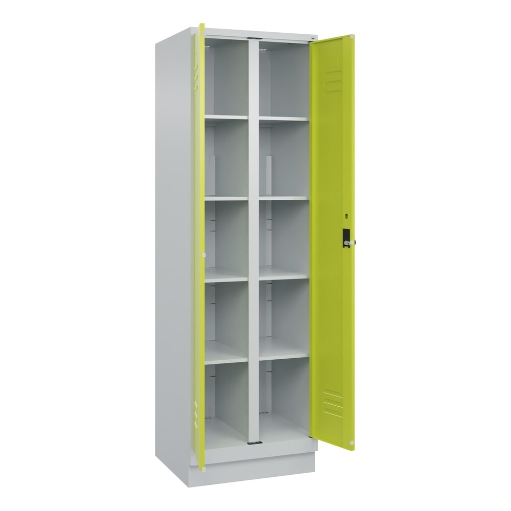C+P Wäsche-Spind Classic PLUS, Sockel, 2 Abteile, HxBxT 1.950 x 600 x 500 mm, lichtgrau, clowngrün, für Vorhängeschloss, mit Mitteltrennwand Produktabbildung Nr. 1: C+P Wäsche-Spind Classic PLUS, Sockel, 2 Abteile, HxBxT 1.950 x 600 x 500 mm, lichtgrau, clowngrün, für Vorhängeschloss, mit Mitteltrennwand