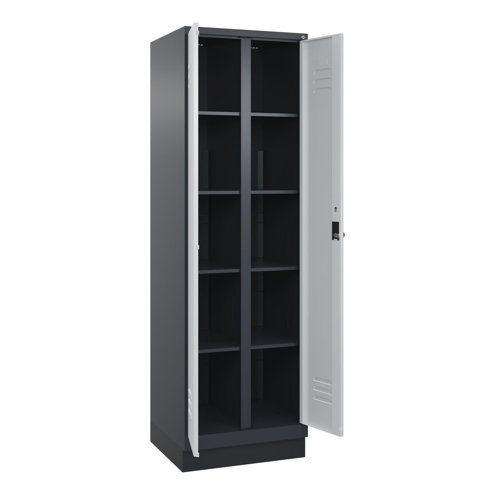 C+P Wäsche-Spind Classic PLUS, Sockel, 2 Abteile, HxBxT 1.950 x 600 x 500 mm, anthrazitgrau, lichtgrau, für Vorhängeschloss, mit Mitteltrennwand Produktabbildung Nr. 1: C+P Wäsche-Spind Classic PLUS, Sockel, 2 Abteile, HxBxT 1.950 x 600 x 500 mm, anthrazitgrau, lichtgrau, für Vorhängeschloss, mit Mitteltrennwand