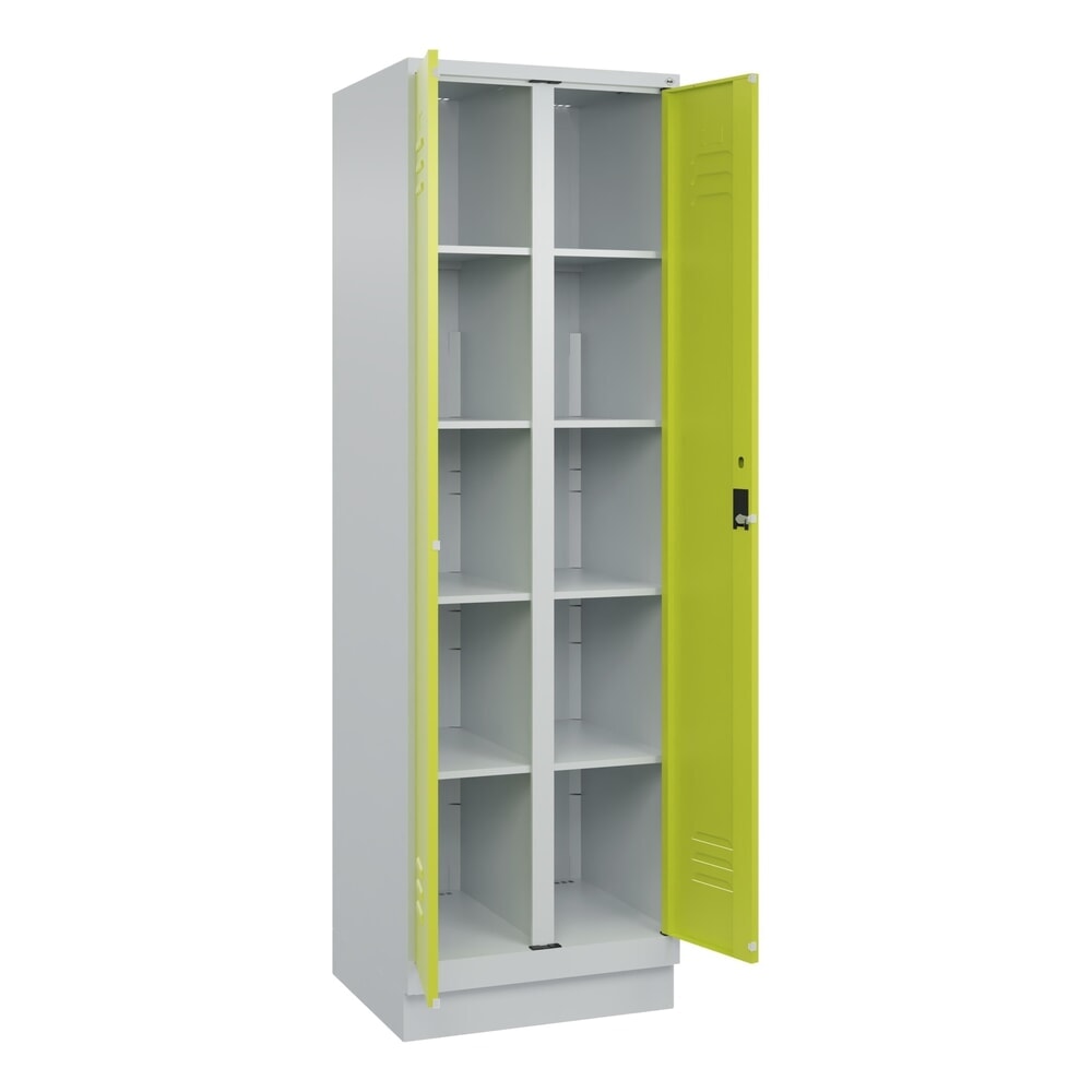 C+P Wäsche-Spind Classic PLUS, Sockel, 2 Abteile, HxBxT 1.950 x 600 x 500 mm, lichtgrau, clowngrün, Zylinderschloss, mit Mitteltrennwand Produktabbildung Nr. 1: C+P Wäsche-Spind Classic PLUS, Sockel, 2 Abteile, HxBxT 1.950 x 600 x 500 mm, lichtgrau, clowngrün, Zylinderschloss, mit Mitteltrennwand