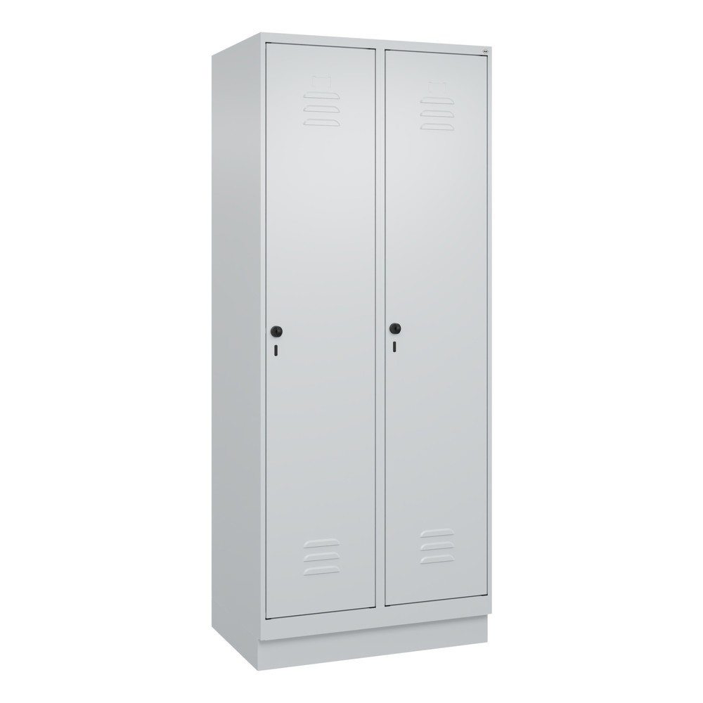 Produktabbildung: C+P Wäsche-Spind Classic PLUS, Sockel, 2 Abteile, HxBxT 1.950 x 800 x 500 mm, lichtgrau, lichtgrau, für Vorhängeschloss, ohne Mitteltrennwand