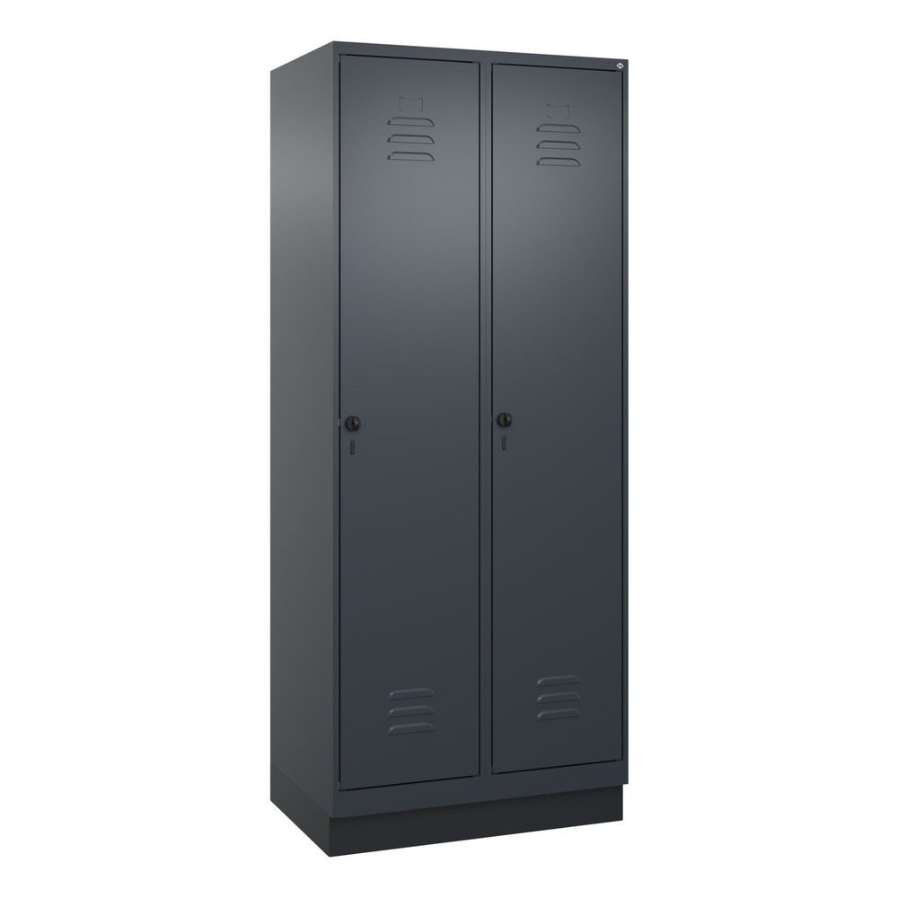 Produktabbildung: C+P Wäsche-Spind Classic PLUS, Sockel, 2 Abteile, HxBxT 1.950 x 800 x 500 mm, anthrazitgrau, anthrazitgrau, für Vorhängeschloss, ohne Mitteltrennwand