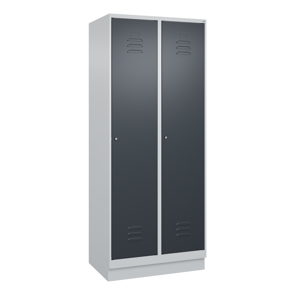Produktabbildung: C+P Wäsche-Spind Classic PLUS, Sockel, 2 Abteile, HxBxT 1.950 x 800 x 500 mm, lichtgrau, anthrazitgrau, Zylinderschloss, ohne Mitteltrennwand