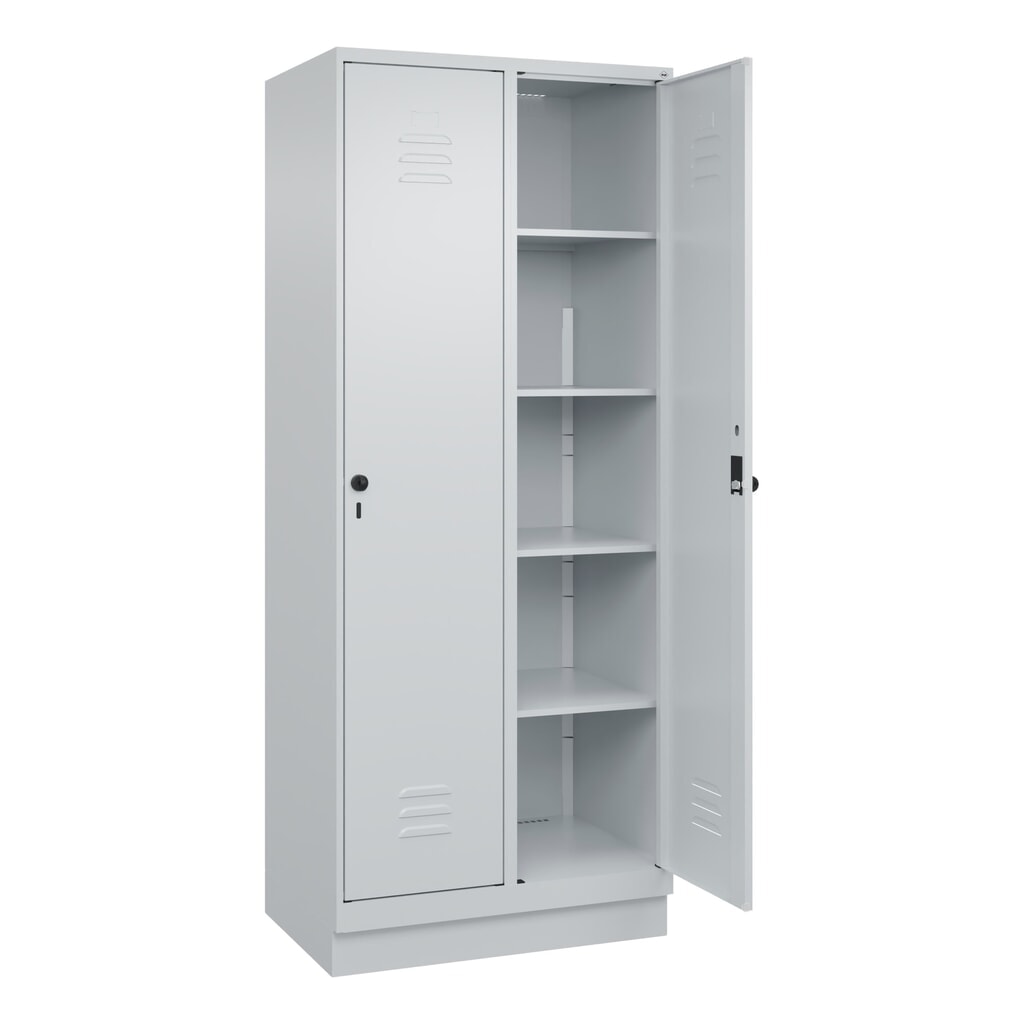 C+P Wäsche-Spind Classic PLUS, Sockel, 2 Abteile, HxBxT 1.950 x 800 x 500 mm, lichtgrau, lichtgrau, für Vorhängeschloss, ohne Mitteltrennwand Produktabbildung Nr. 1: C+P Wäsche-Spind Classic PLUS, Sockel, 2 Abteile, HxBxT 1.950 x 800 x 500 mm, lichtgrau, lichtgrau, für Vorhängeschloss, ohne Mitteltrennwand