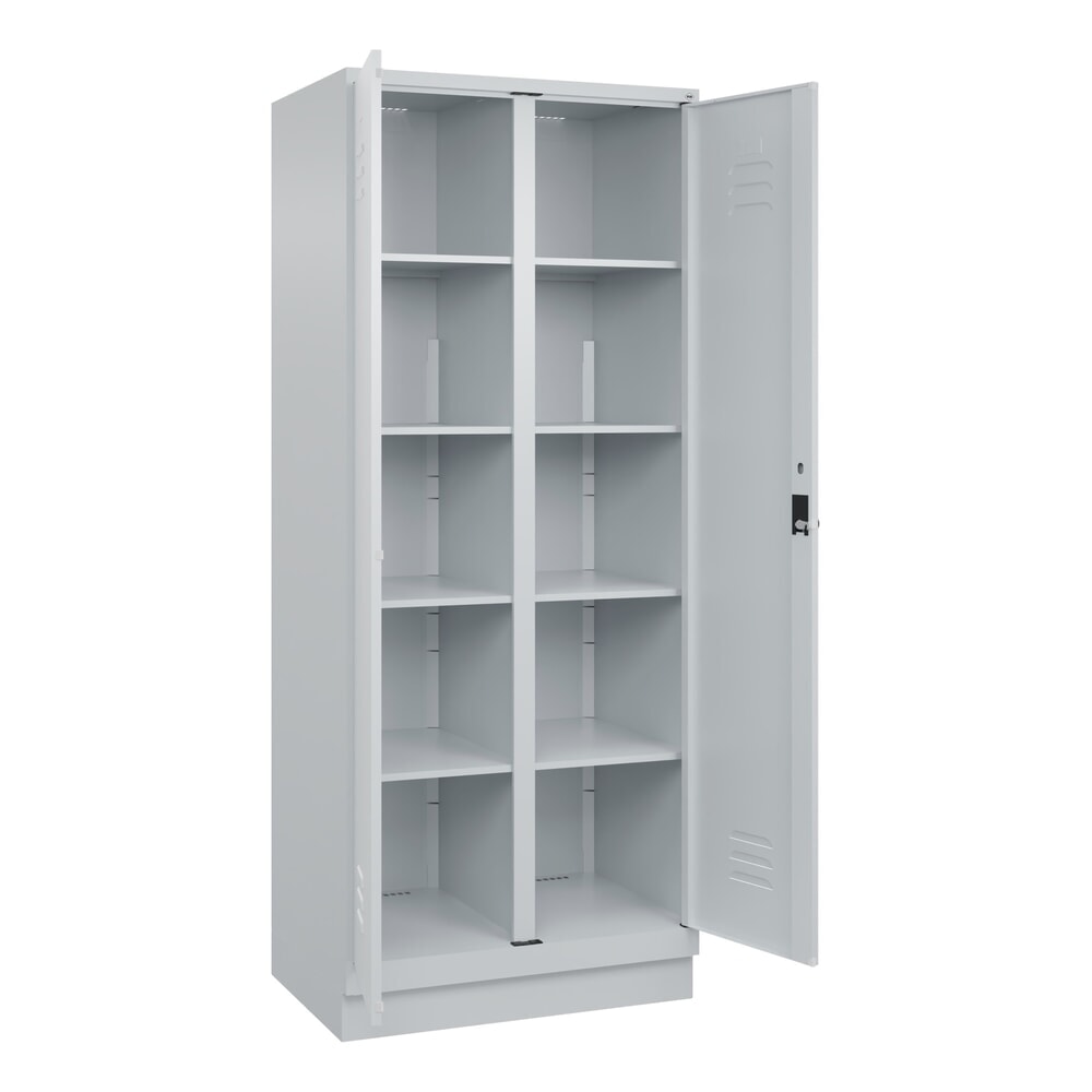 Produktabbildung: C+P Wäsche-Spind Classic PLUS, Sockel, 2 Abteile, HxBxT 1.950 x 800 x 500 mm, lichtgrau, lichtgrau, für Vorhängeschloss, mit Mitteltrennwand