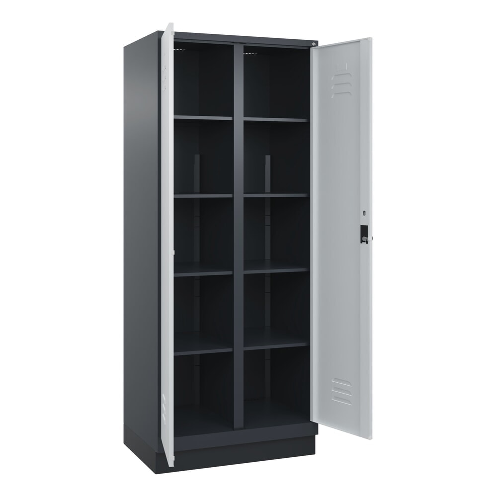 C+P Wäsche-Spind Classic PLUS, Sockel, 2 Abteile, HxBxT 1.950 x 800 x 500 mm, anthrazitgrau, lichtgrau, für Vorhängeschloss, mit Mitteltrennwand Produktabbildung: C+P Wäsche-Spind Classic PLUS, Sockel, 2 Abteile, HxBxT 1.950 x 800 x 500 mm, anthrazitgrau, lichtgrau, für Vorhängeschloss, mit Mitteltrennwand