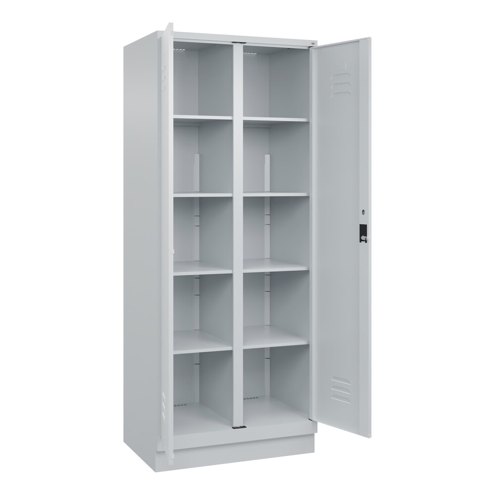 C+P Wäsche-Spind Classic PLUS, Sockel, 2 Abteile, HxBxT 1.950 x 800 x 500 mm, lichtgrau, lichtgrau, Zylinderschloss, mit Mitteltrennwand Produktabbildung: C+P Wäsche-Spind Classic PLUS, Sockel, 2 Abteile, HxBxT 1.950 x 800 x 500 mm, lichtgrau, lichtgrau, Zylinderschloss, mit Mitteltrennwand