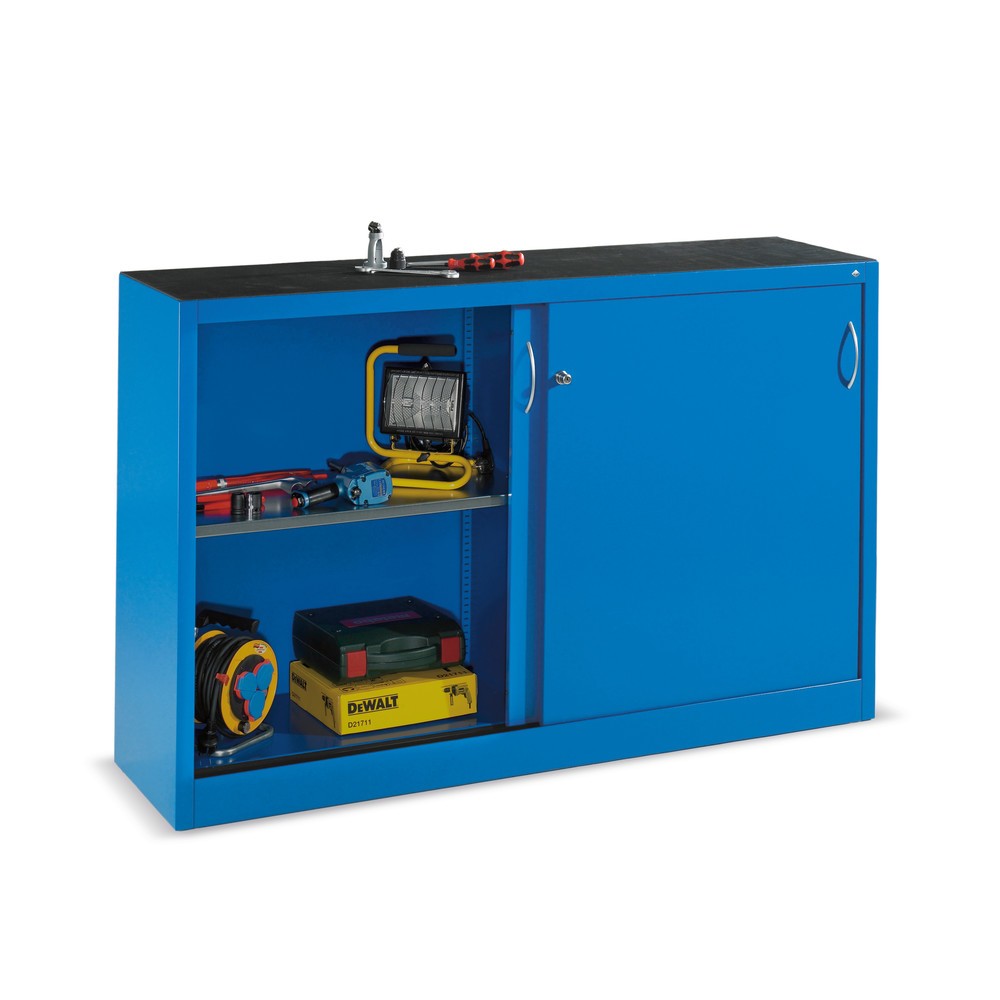 Produktabbildung Nr. 3: C+P Werkstatt-Beistellschrank mit 2 Fachböden, HxBxT 1.000 x 1.600 x 400 mm, Trennwand, lichtgrau, enzianblau