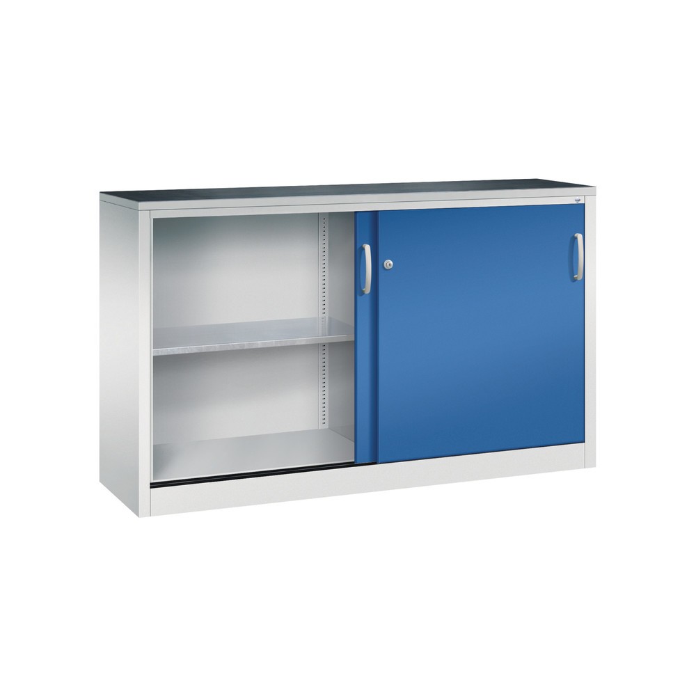 Produktabbildung Nr. 4: C+P Werkstatt-Beistellschrank mit 2 Fachböden, HxBxT 1.000 x 1.600 x 400 mm, Trennwand, lichtgrau, enzianblau