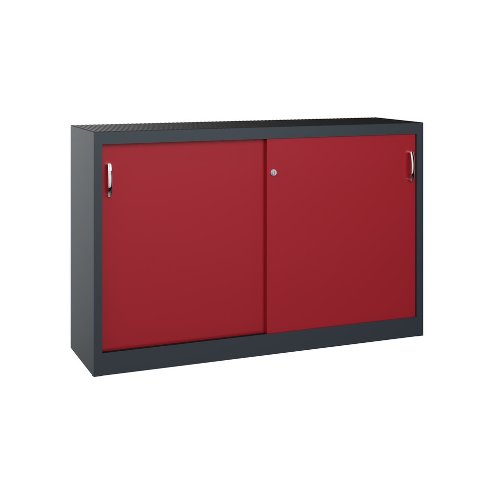Produktabbildung Nr. 1: C+P Werkstatt-Beistellschrank mit 2 Fachböden, HxBxT 1.000 x 1.600 x 400 mm, Trennwand, anthrazitgrau, rubinrot
