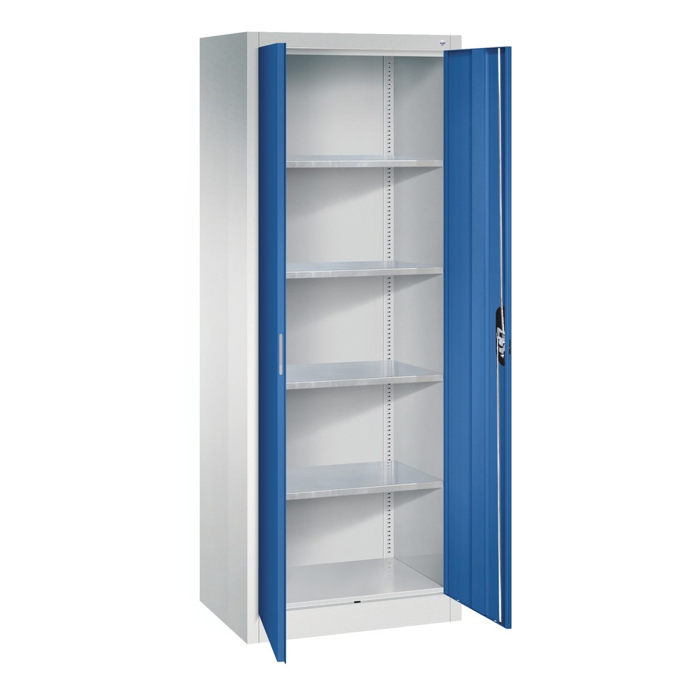 Produktabbildung Nr. 17: C+P Werkstatt-Flügeltürschrank mit 4 Fachböden, HxBxT 1.950 x 800 x 500 mm, lichtgrau, enzianblau