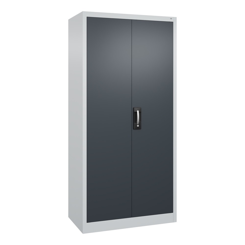Produktabbildung: C+P Werkstatt-Flügeltürschrank mit 4 Fachböden, HxBxT 1.950 x  930 x 500 mm, lichtgrau, anthrazitgrau