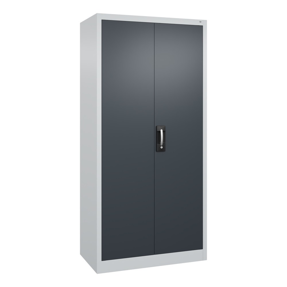 Produktabbildung: C+P Werkstatt-Flügeltürschrank mit 4 Fachböden, HxBxT 1.950 x  930 x 500 mm, lichtgrau, schwarzgrau