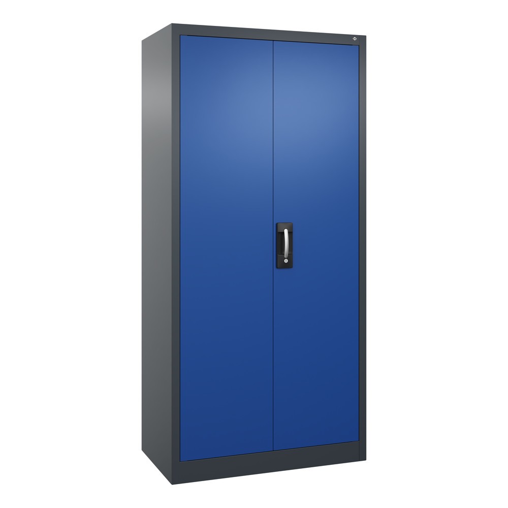 Produktabbildung: C+P Werkstatt-Flügeltürschrank mit 4 Fachböden, HxBxT 1.950 x  930 x 500 mm, anthrazitgrau, enzianblau