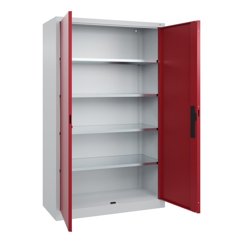 Produktabbildung Nr. 17: C+P Werkstatt-Flügeltürschrank mit 4 Fachböden, HxBxT 1.950 x  1.200 x 500 mm, lichtgrau, rubinrot