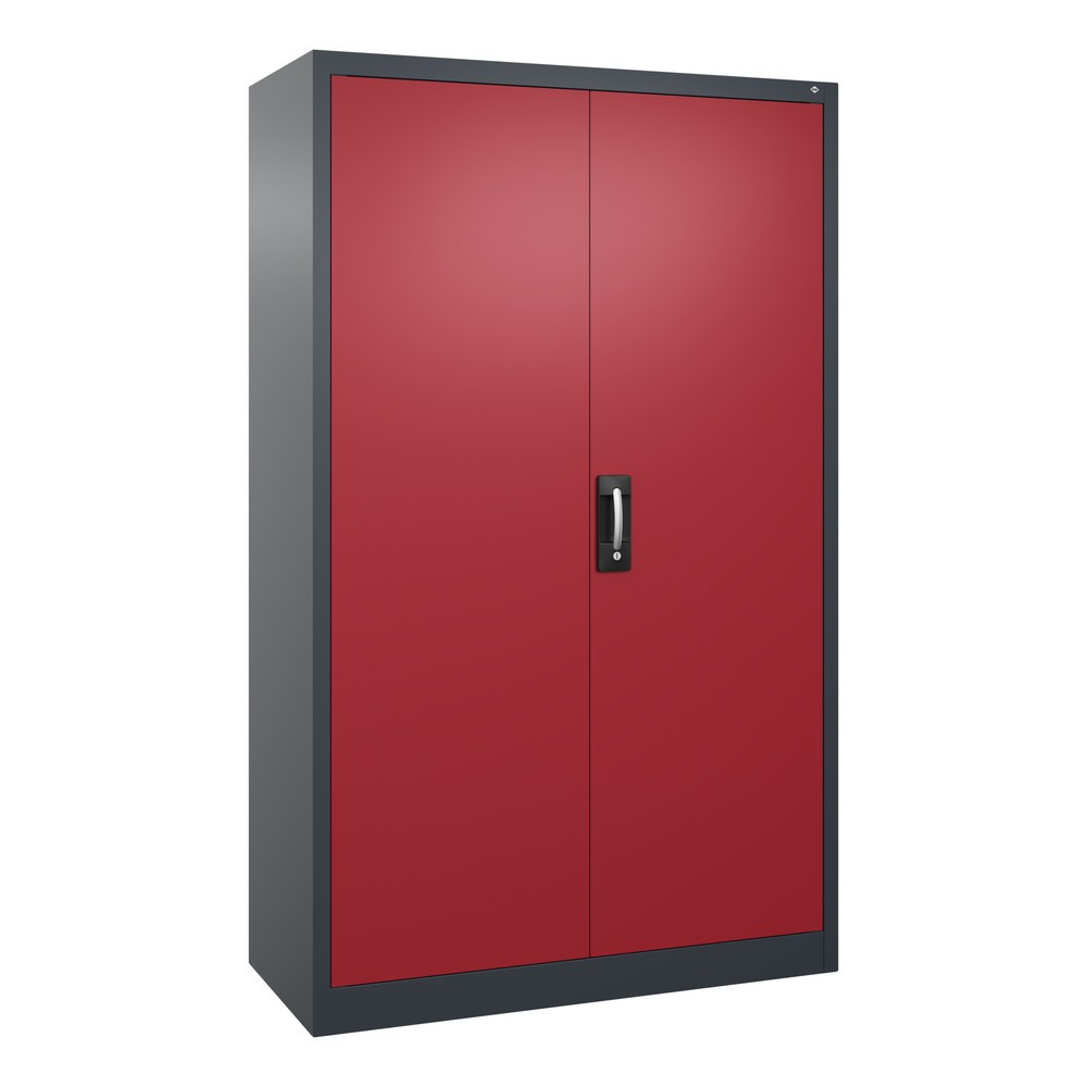 Produktabbildung: C+P Werkstatt-Flügeltürschrank mit 4 Fachböden, HxBxT 1.950 x  1.200 x 500 mm, anthrazitgrau, rubinrot