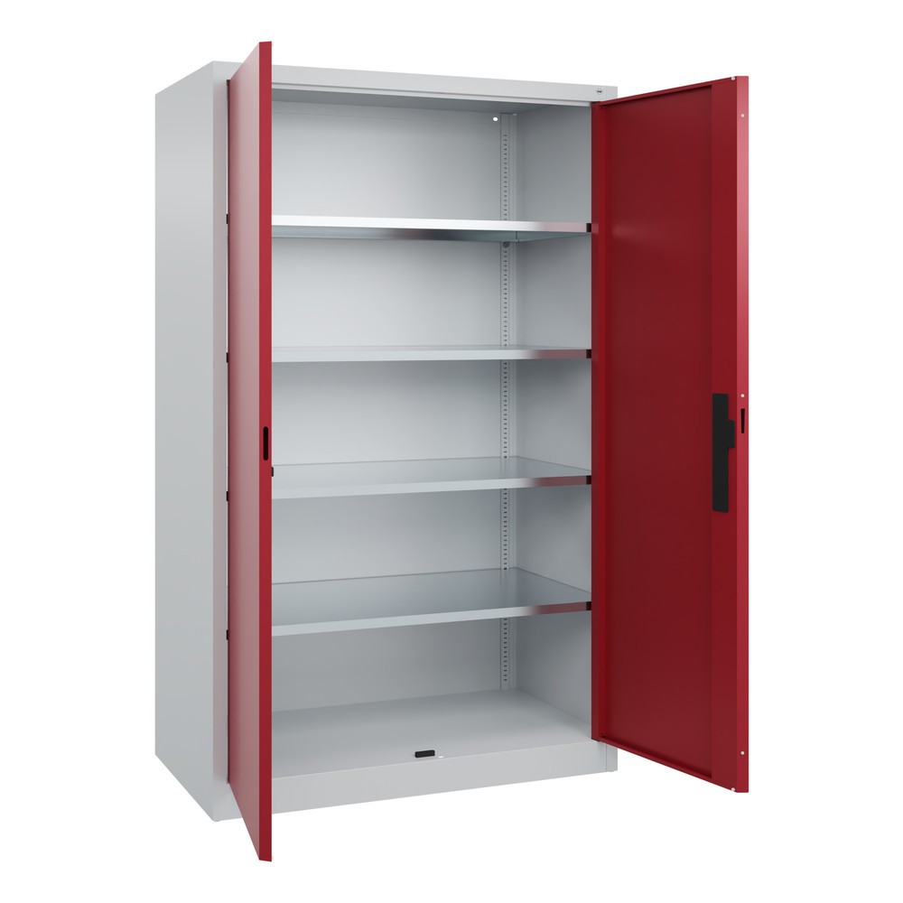 Produktabbildung Nr. 17: C+P Werkstatt-Flügeltürschrank mit 4 Fachböden, HxBxT 1.950 x  1.200 x 600 mm, lichtgrau, rubinrot