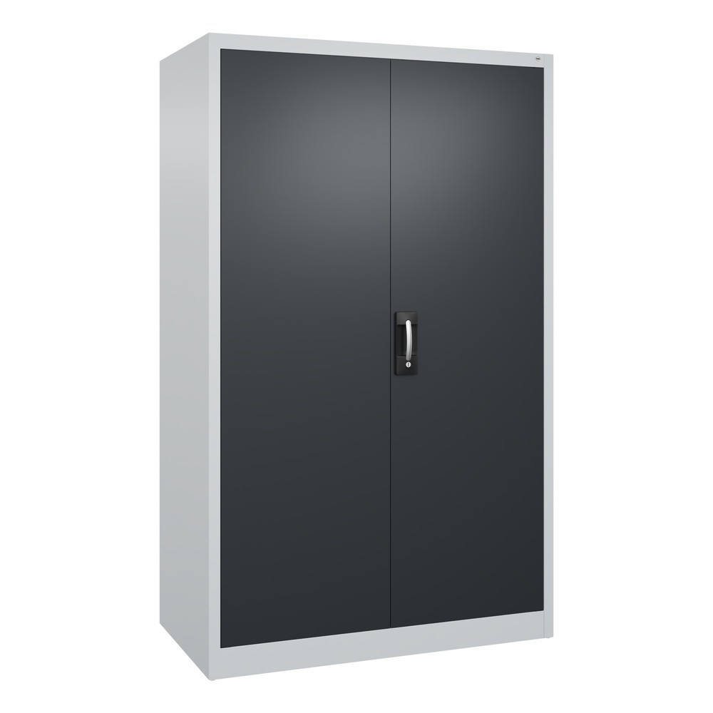 Produktabbildung: C+P Werkstatt-Flügeltürschrank mit 4 Fachböden, HxBxT 1.950 x  1.200 x 600 mm, lichtgrau, schwarzgrau