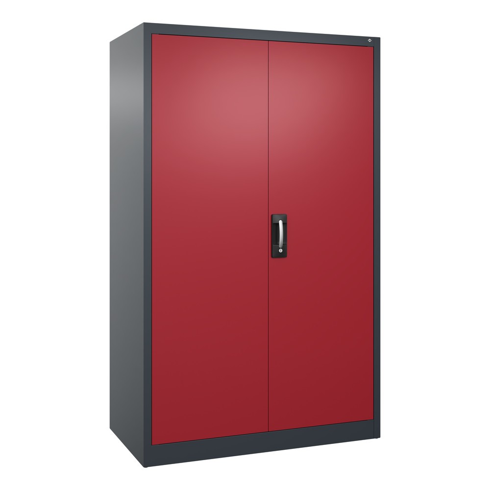 Produktabbildung: C+P Werkstatt-Flügeltürschrank mit 4 Fachböden, HxBxT 1.950 x  1.200 x 600 mm, anthrazitgrau, rubinrot
