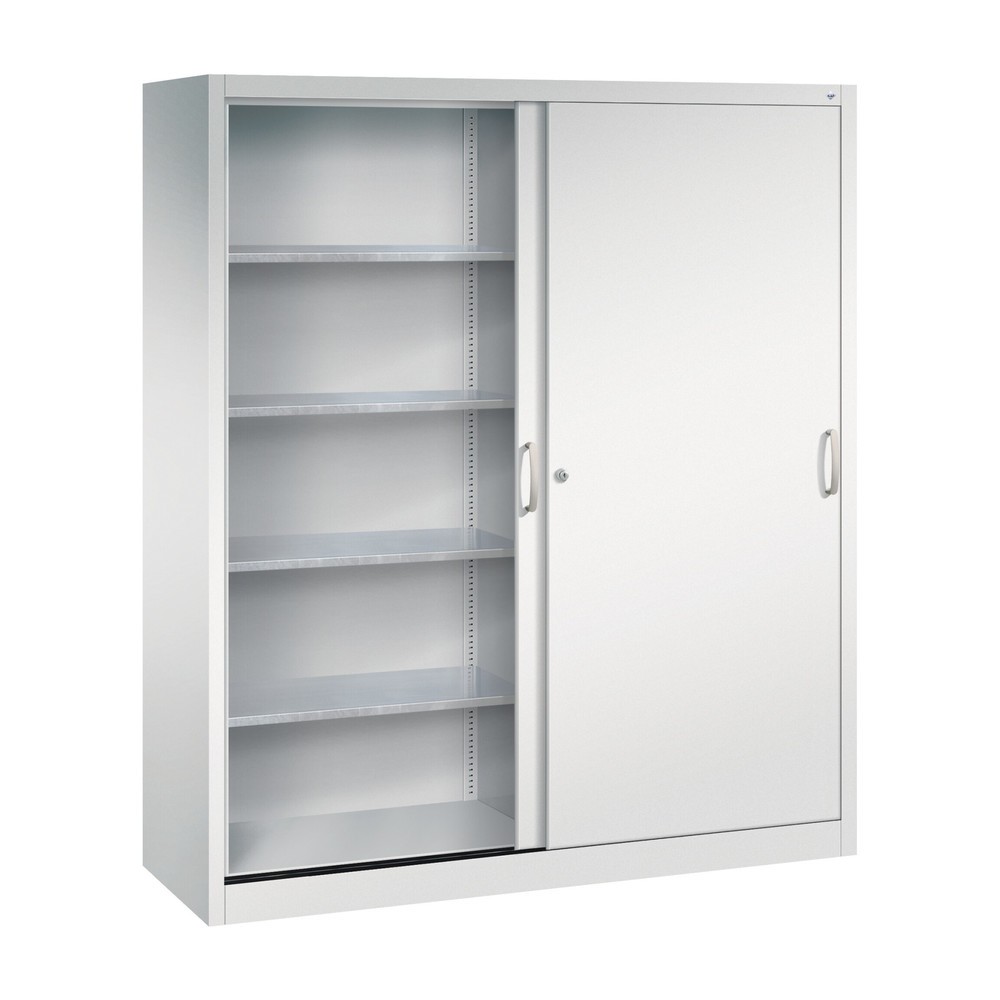 Produktabbildung Nr. 2: C+P Werkstatt-Schiebetürenschrank mit 8 Fachböden, HxBxT 1.950 x 1.600 x 500 mm, Trennwand, lichtgrau, lichtgrau