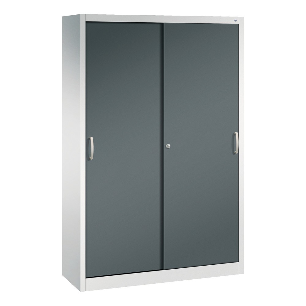 Produktabbildung Nr. 1: C+P Werkstatt-Schiebetürenschrank mit 4 Fachböden, HxBxT 1.950 x 1.200 x 400 mm, lichtgrau, anthrazitgrau