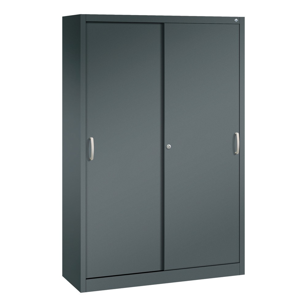 Produktabbildung: C+P Werkstatt-Schiebetürenschrank mit 4 Fachböden, HxBxT 1.950 x 1.200 x 400 mm, anthrazitgrau, anthrazitgrau