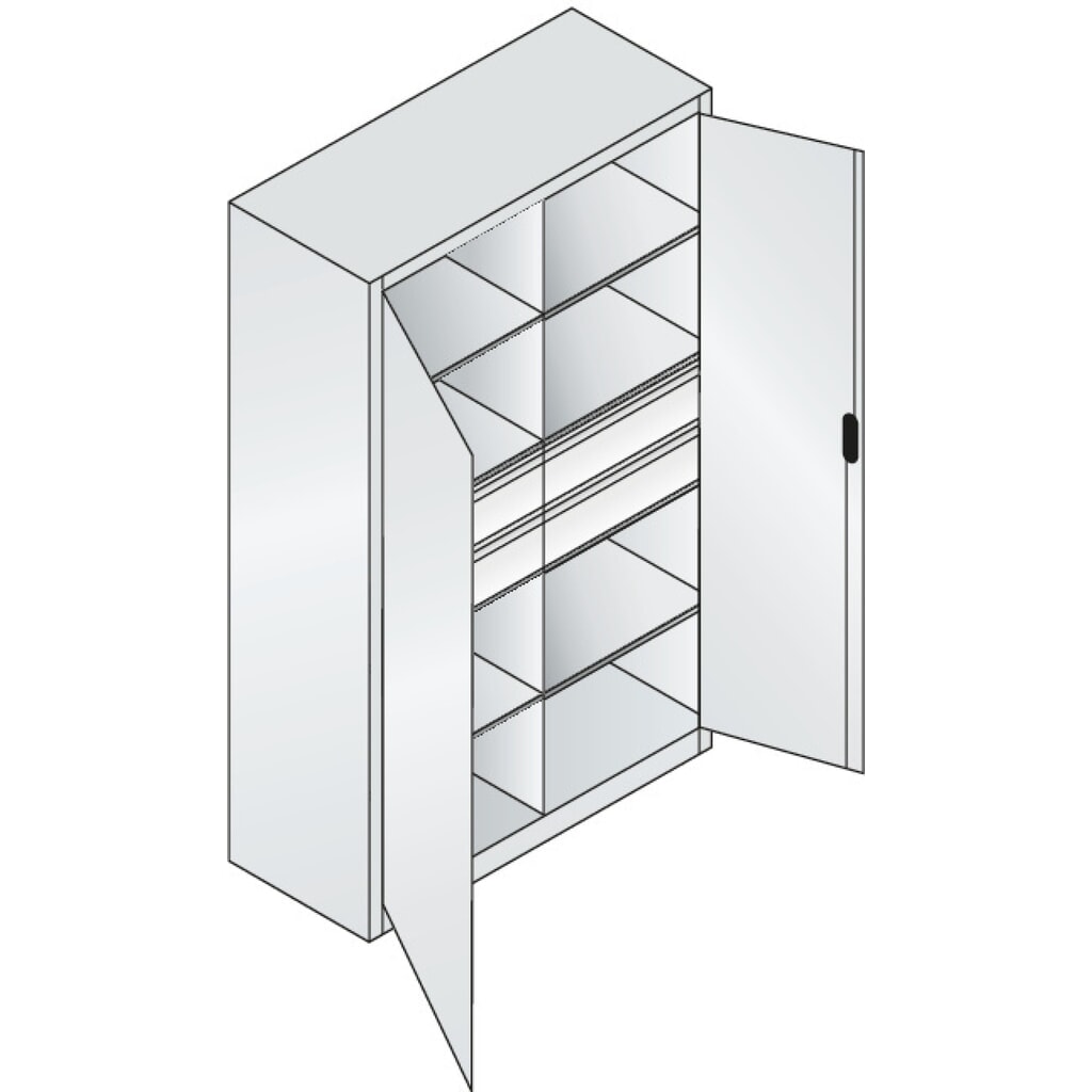 Produktabbildung Nr. 6: C+P Werkzeugschrank, Schubladen 4x174 mm, 6 Böden, Breite 1.200 mm, lichtgrau, enzianblau