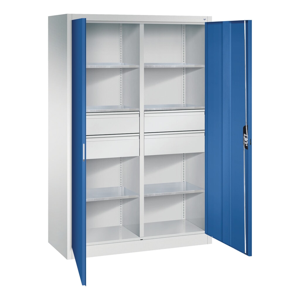 Produktabbildung Nr. 7: C+P Werkzeugschrank, Schubladen 4x174 mm, 6 Böden, Breite 1.200 mm, lichtgrau, enzianblau