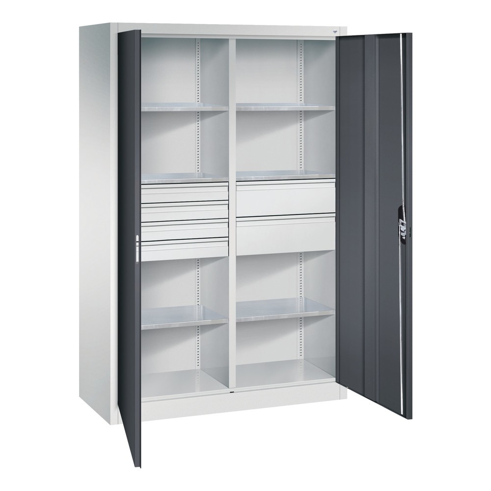 Produktabbildung Nr. 1: C+P Werkzeugschrank, Schubladen 4x86 + 2x174 mm, 6 Böden, Breite 1.200 mm, lichtgrau, schwarzgrau