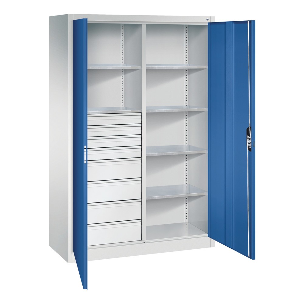 Produktabbildung Nr. 5: C+P Werkzeugschrank, Schubladen 4x86 + 4x174 mm, 6 Böden, Breite 1.200 mm, lichtgrau, enzianblau