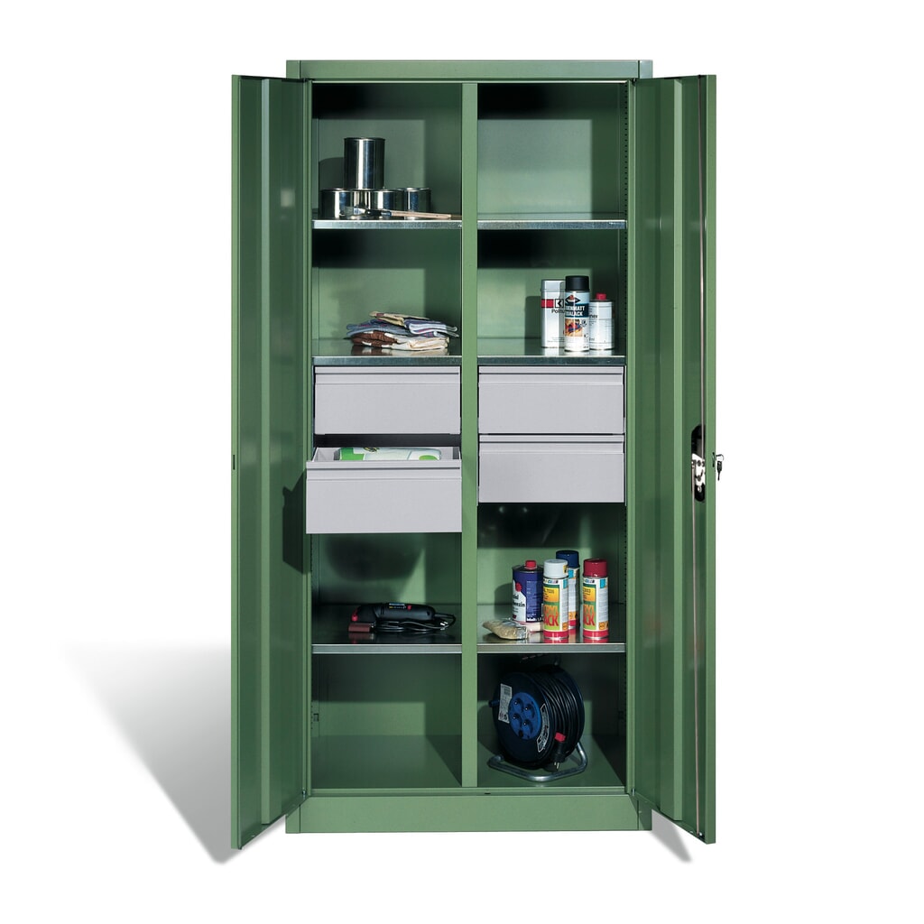 C+P Werkzeugschrank, Schubladen 4x174 mm, 6 Böden, Breite 1.200 mm, lichtgrau, enzianblau Produktabbildung Nr. 4: C+P Werkzeugschrank, Schubladen 4x174 mm, 6 Böden, Breite 1.200 mm, lichtgrau, enzianblau