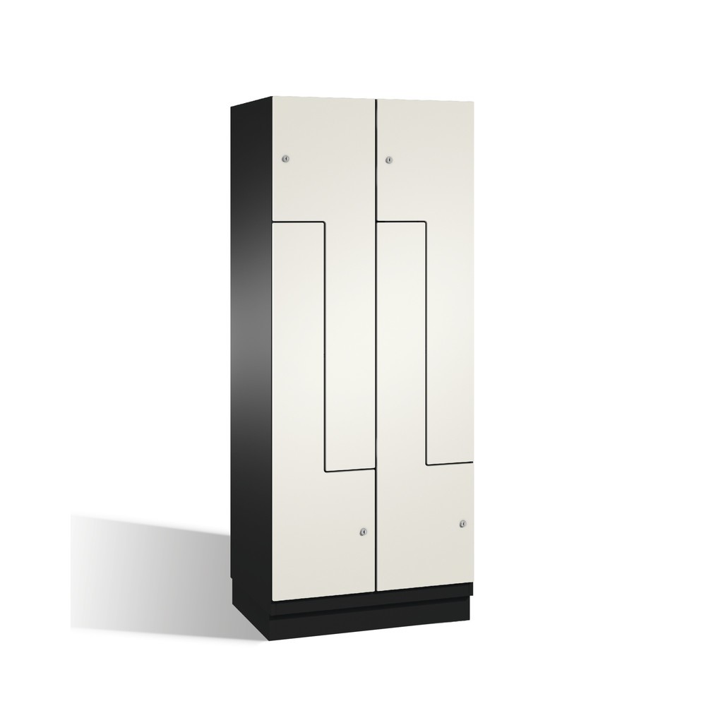 Product afbeelding: C+P Z-garderobekast Cambio, 2 compartimenten, compartimentbreedte 400 mm, hxbxd 1.980x800x525 mm, RAL 7021 zwartgrijs, decor wit, sokkel