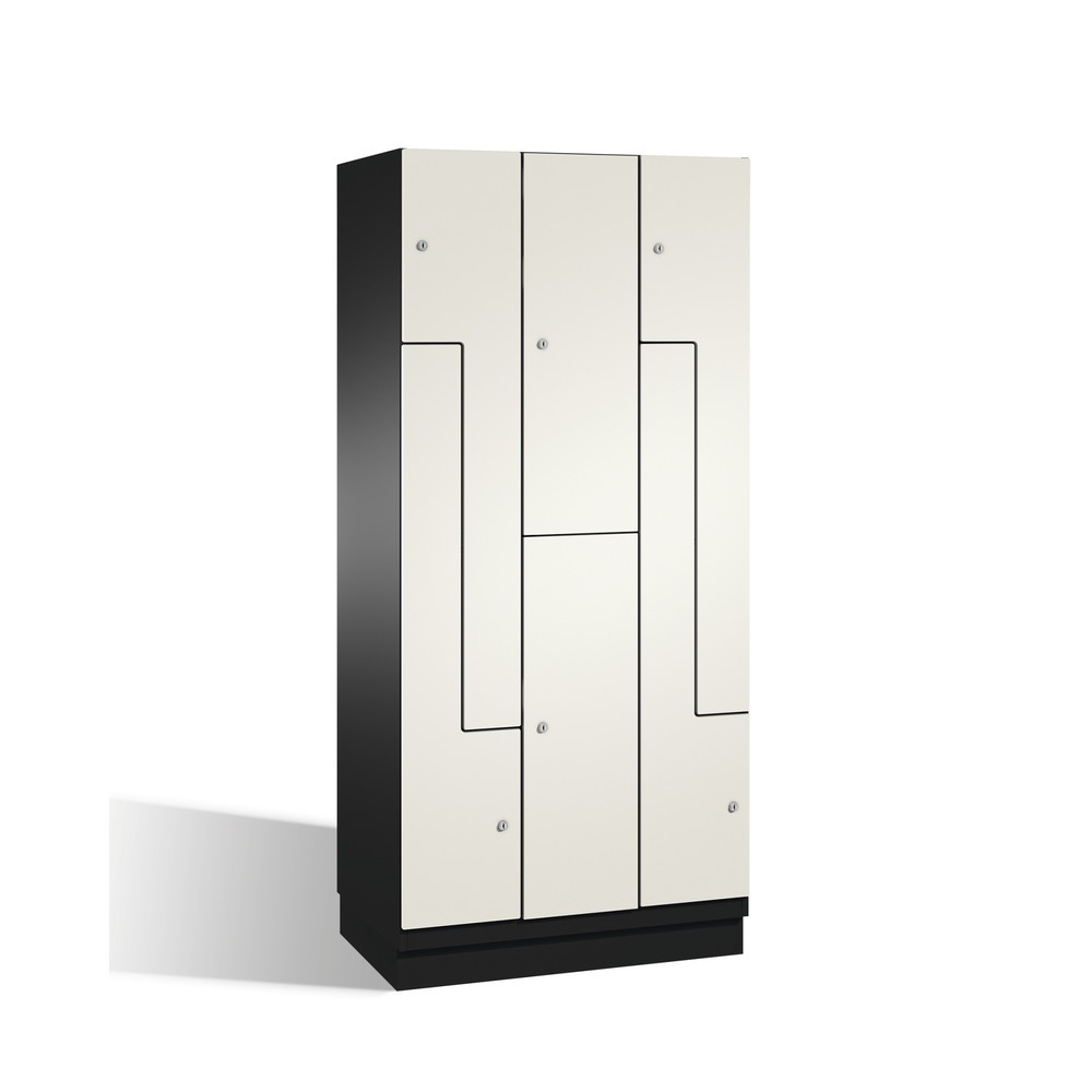 Produktabbildung: C+P Z-Kombinationsschrank Cambio, 3 Abteile, Abteilbreite 300 mm, HxBxT 1980x900x525 mm, RAL 7021 Schwarzgrau, Dekor Weiß, Sockel