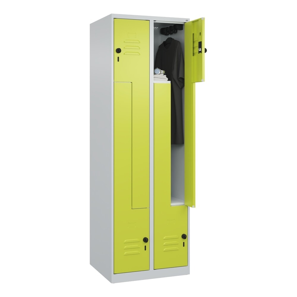 Produktabbildung Nr. 9: C+P Z-Spind Classic PLUS, 4 Abteile, HxBxT 1.850 x 600 x 500 mm, lichtgrau, clowngrün, für Vorhängeschloss