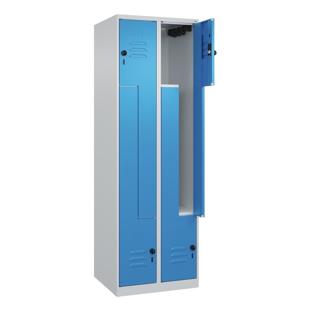 Produktabbildung: C+P Z-Spind Classic PLUS, 4 Abteile, HxBxT 1.850 x 600 x 500 mm, lichtgrau, lichtblau, für Vorhängeschloss