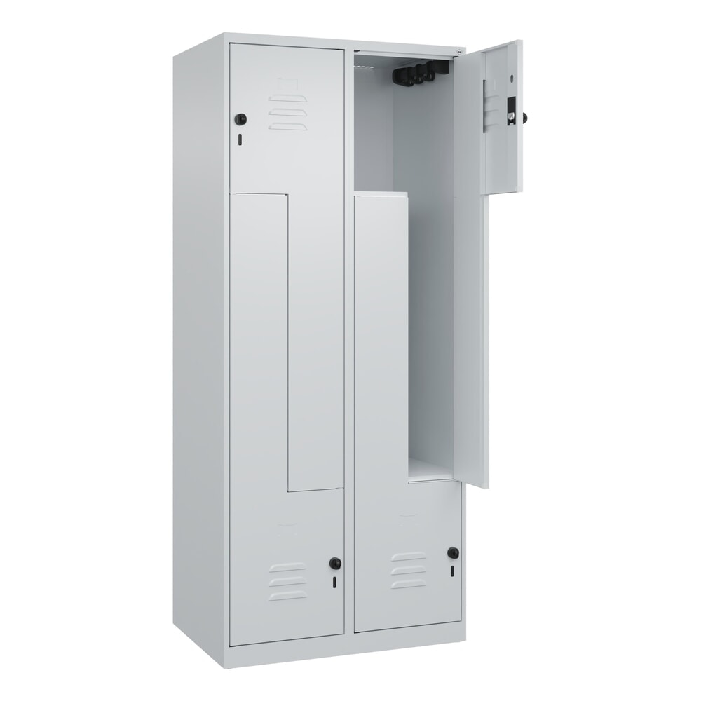Produktabbildung: C+P Z-Spind Classic PLUS, 4 Abteile, HxBxT 1.850 x 800 x 500 mm, lichtgrau, lichtgrau, für Vorhängeschloss