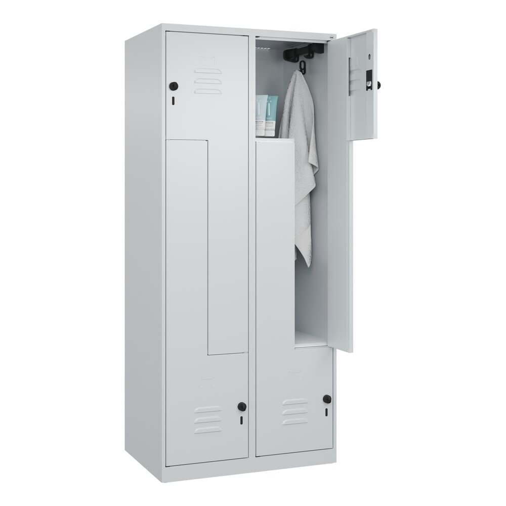 Produktabbildung Nr. 9: C+P Z-Spind Classic PLUS, 4 Abteile, HxBxT 1.850 x 800 x 500 mm, lichtgrau, lichtgrau, für Vorhängeschloss