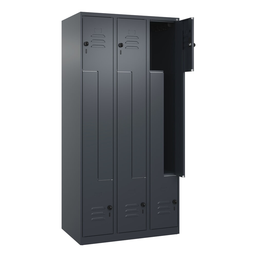 Produktabbildung: C+P Z-Spind Classic PLUS, 6 Abteile, HxBxT 1.850 x 900 x 500 mm, anthrazitgrau, anthrazitgrau, für Vorhängeschloss