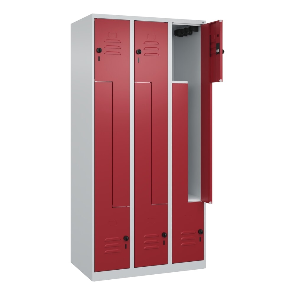 Produktabbildung: C+P Z-Spind Classic PLUS, 6 Abteile, HxBxT 1.850 x 900 x 500 mm, lichtgrau, rubinrot, für Vorhängeschloss