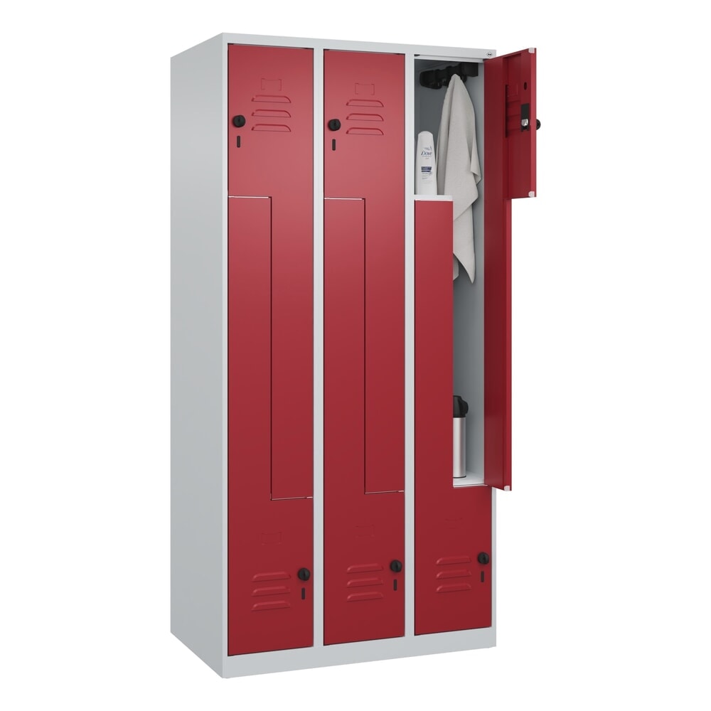 Produktabbildung Nr. 10: C+P Z-Spind Classic PLUS, 6 Abteile, HxBxT 1.850 x 900 x 500 mm, lichtgrau, rubinrot, für Vorhängeschloss
