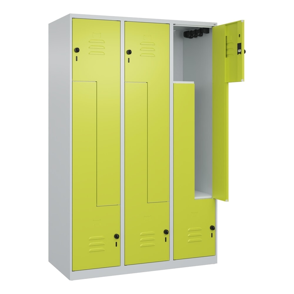 Produktabbildung: C+P Z-Spind Classic PLUS, 6 Abteile, HxBxT 1.850 x 1.200 x 500 mm, lichtgrau, clowngrün, für Vorhängeschloss