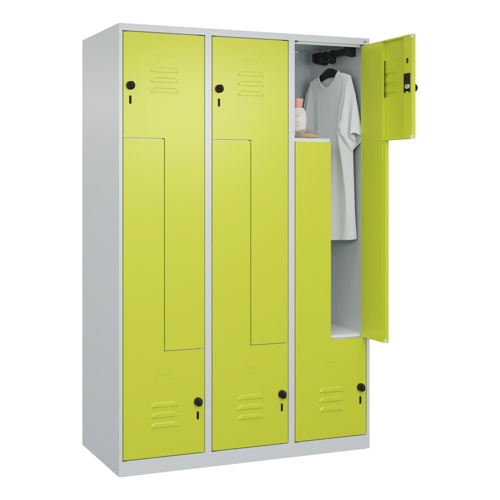 Produktabbildung Nr. 9: C+P Z-Spind Classic PLUS, 6 Abteile, HxBxT 1.850 x 1.200 x 500 mm, lichtgrau, clowngrün, für Vorhängeschloss