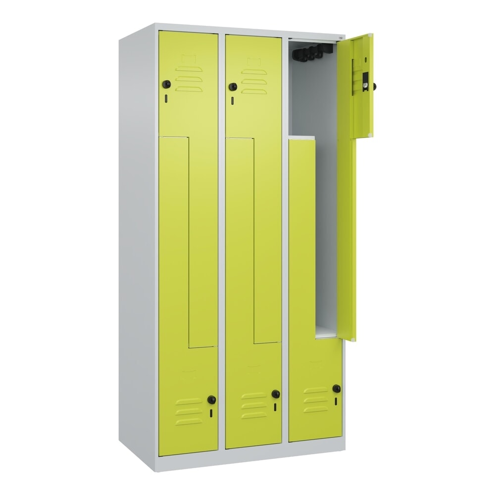 Produktabbildung: C+P Z-Spind Classic PLUS, 6 Abteile, HxBxT 1.850 x 900 x 500 mm, lichtgrau, clowngrün, für Vorhängeschloss